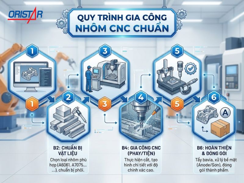 Quy trình gia công nhôm CNC chuẩn